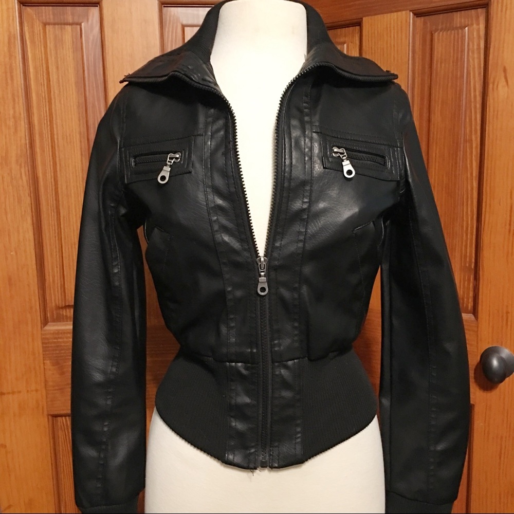 Miley Cyrus by Max Azria faux leather bomber